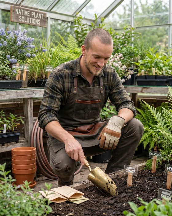 Robert Symens-Bucher in the Ecotones nursery